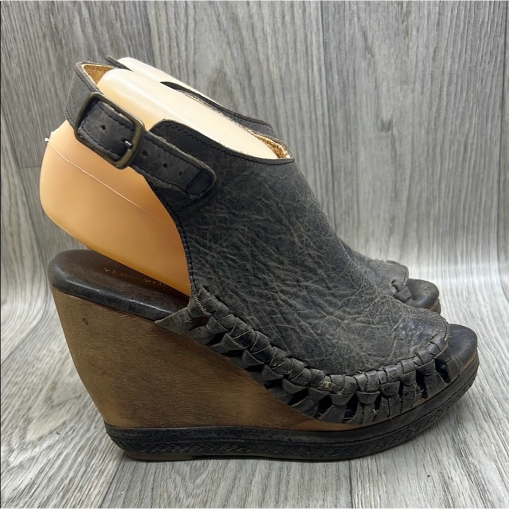 Very Volatile Dark Gray and Brown Wedge Sandals - Picture 7 of 11